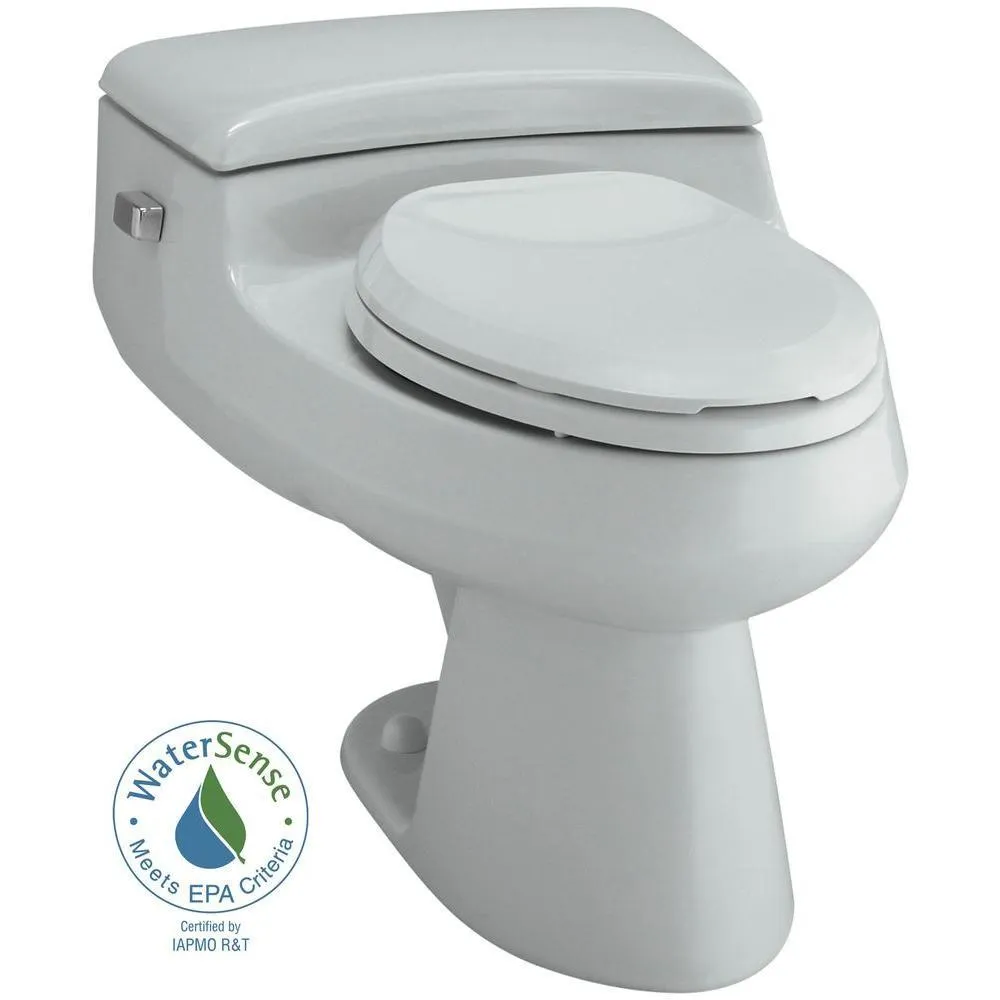 San Raphael Comfort Height 1-Piece 1 GPF Single Flush Elongated Toilet in Ice Grey, Seat Included, photo 4 of 10