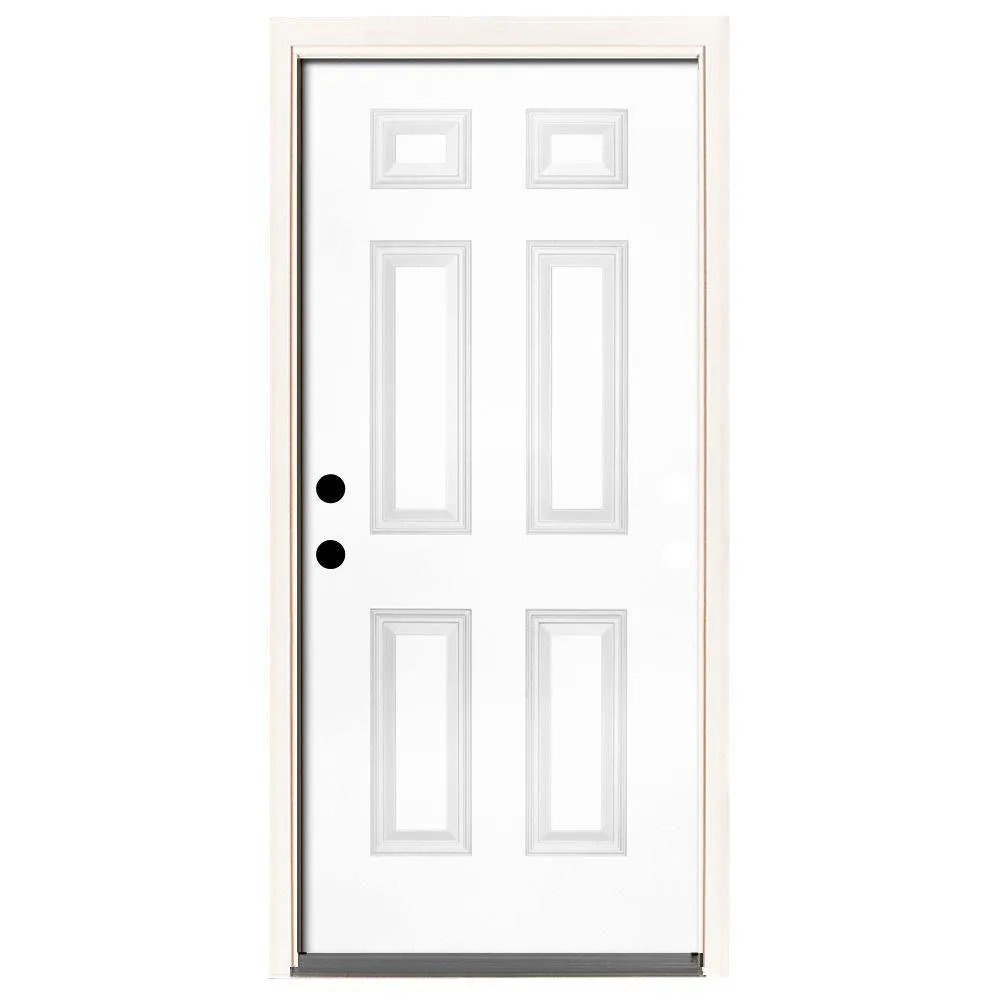Steves & Sons 42 in. x 80 in. Premium 6 Panel Primed White Steel Prehung Front Door, photo 5 of 17