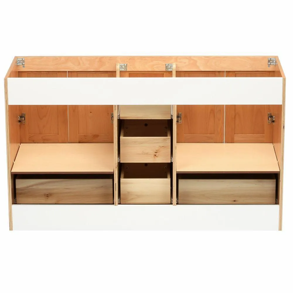 Shaker 60 in. W x 21 in. D x 34.5 in. H Vanity for Double Basins Cabinet Only in Natural Alder, photo 6 of 16