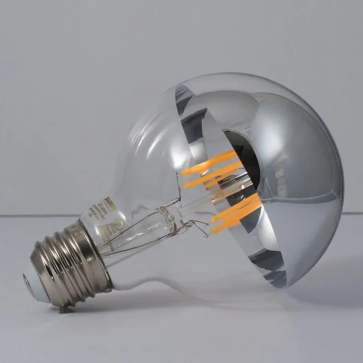 Bulbrite 40W Equivalent Warm White Light G25 Dimmable LED Half Chrome Light Bulb (2-Pack), photo 3 of 6