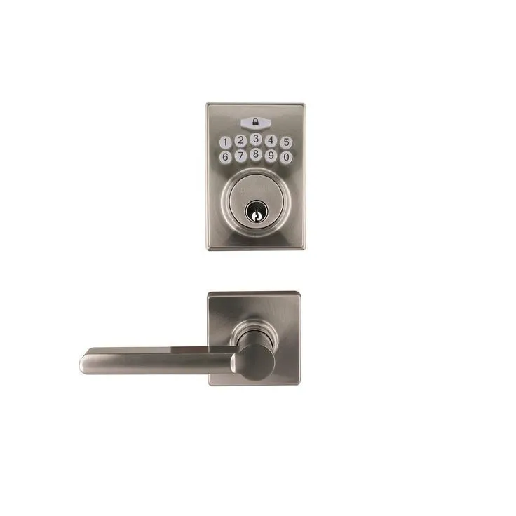 Square Aged Bronze Electronic Keypad Single Cylinder Deadbolt with Tonbridge Hall and Closet Door Lever Combo Pack, photo 9 of 9
