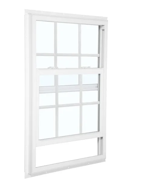 105 Series New Construction 31-1/2 × 59-1/2 × 2-5/8 in Jamb White Vinyl Low-e Argon Single Hung Window with Grids Half Screen Included