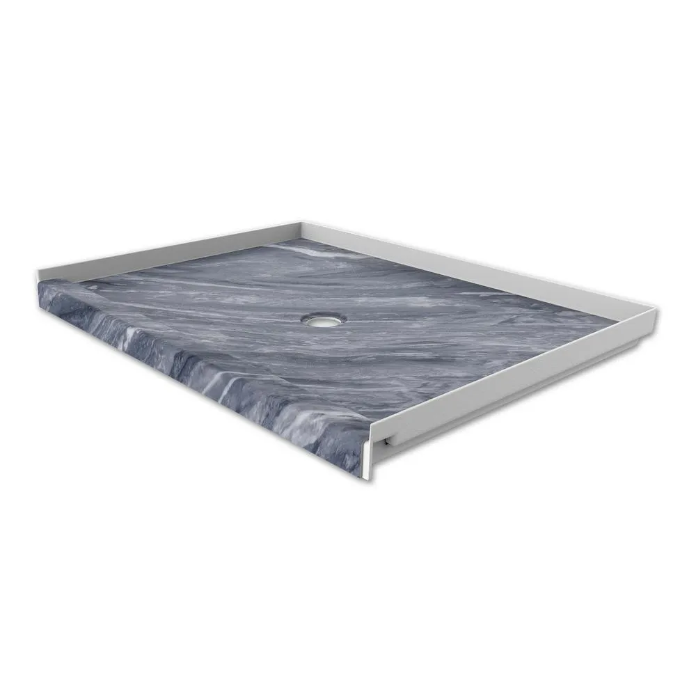 34 in. x 48 in. Single Threshold Shower Base with Center Drain in Calacatta White, photo 12 of 21
