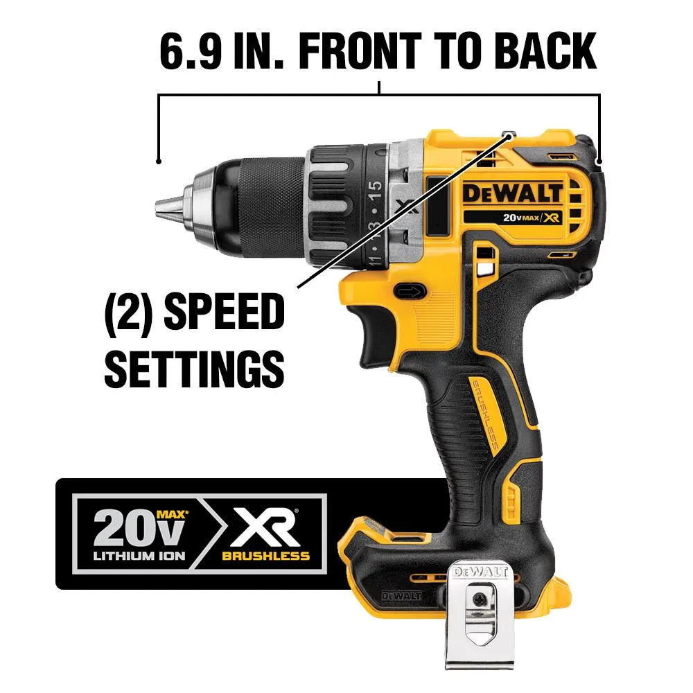 DEWALT 20-Volt MAX XR Lithium-Ion Brushless Cordless 1/2 in. Drill/Driver with 5 Ah Battery, Charger and Tool Bag, photo 3 of 11