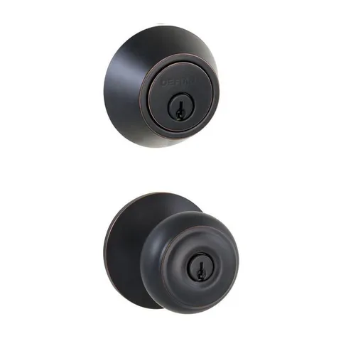 Hartford Aged Bronze Entry Knob and Single Cylinder Deadbolt Combo Pack