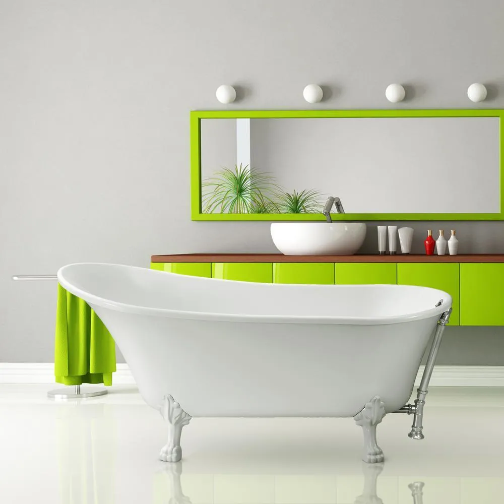 Streamline 59.1 in. Acrylic Clawfoot Non-Whirlpool Bathtub in White, photo 2 of 7