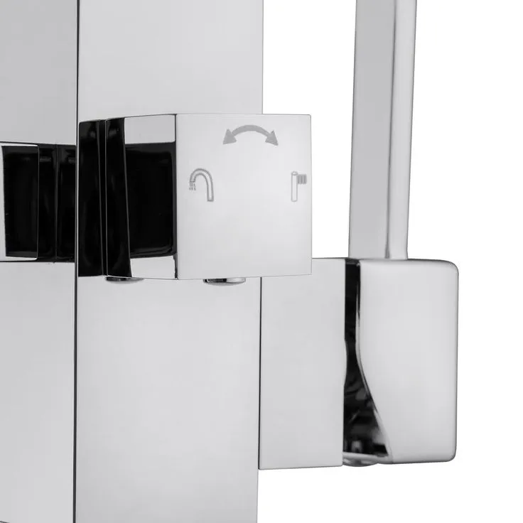 1-Handle Freestanding Floor Mount Roman Tub Faucet Bathtub Filler with Hand Shower in Chrome, photo 3 of 8