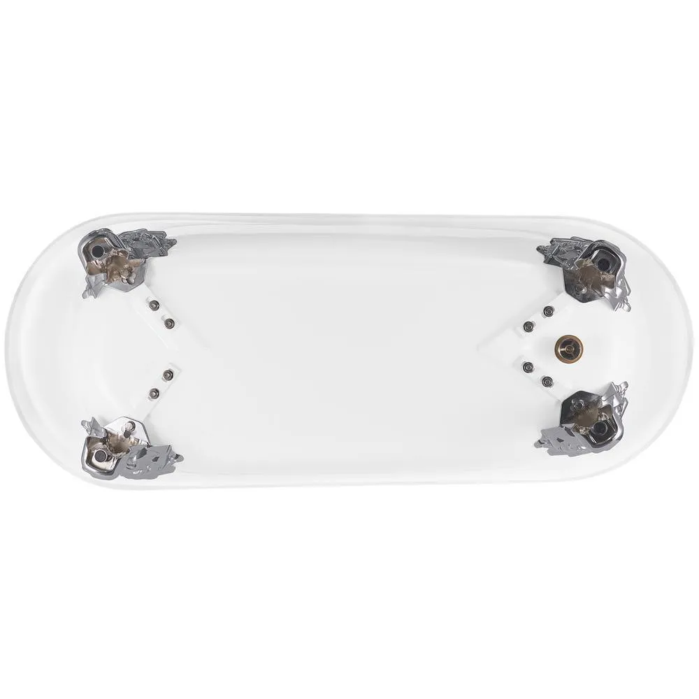 Clawfoot Bathtub - 69 in. Glossy White Acrylic Bathtub - Modern Flat Bottom Stand Alone Tub - Luxurious SPA Tub, photo 7 of 8