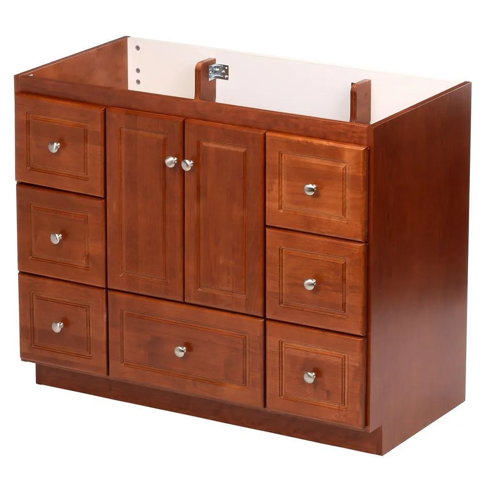 Ultraline 42 in. W x 21 in. D x 34.5 in. H Vanity Cabinet Only in Medium Alder, photo 2 of 45