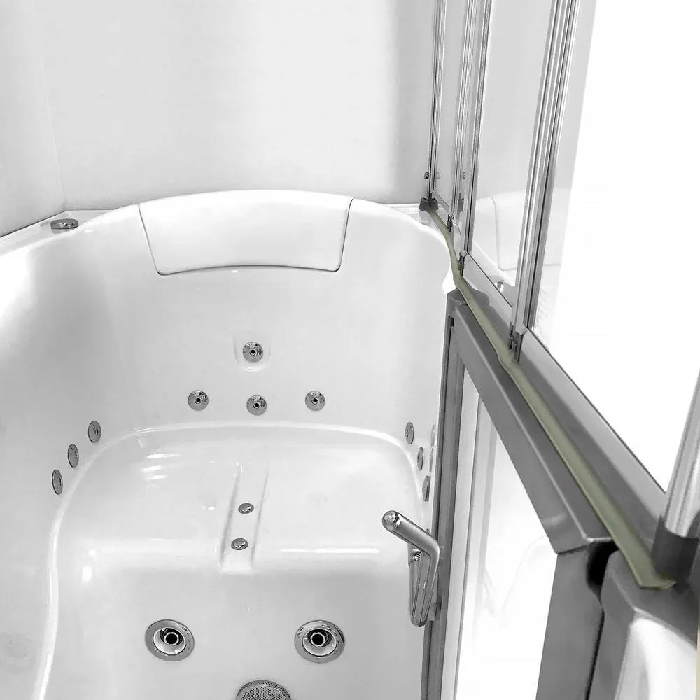 Ella Elite 52 in. Walk-In Whirlpool and Air Bath Bathtub, White, Left Door with Fast Fill Faucet, Dual Drain & Shower Screen, photo 4 of 16