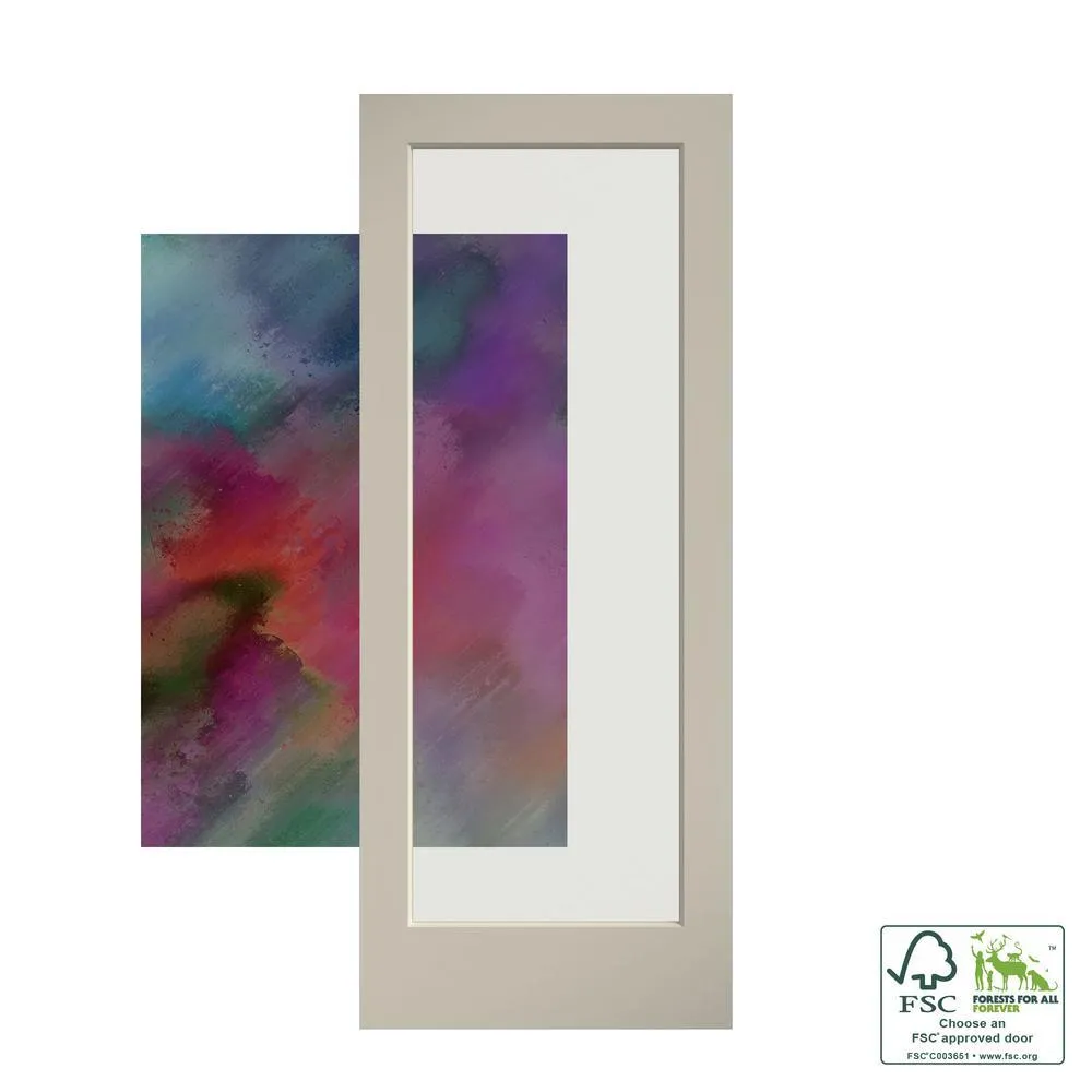 28 in. x 80 in. 1-Lite Clear Glass True Divided White Finished Solid Core Wood French Interior Door Slab, photo 3 of 12