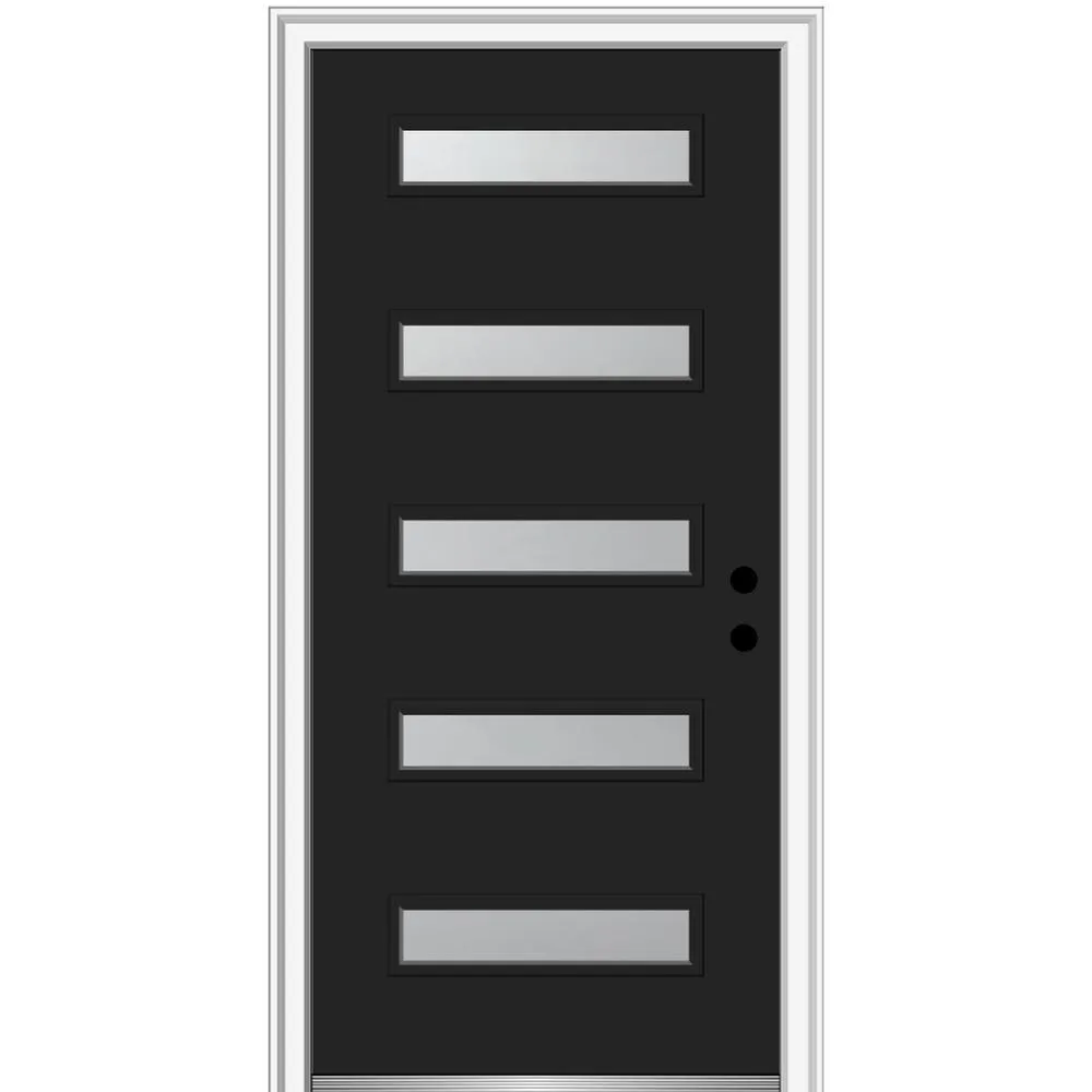 MMI Door 36 in. x 80 in. Davina Right-Hand Inswing 5-Lite Frosted Glass Painted Steel Prehung Front Door on 4-9/16 in. Frame, photo 7 of 42