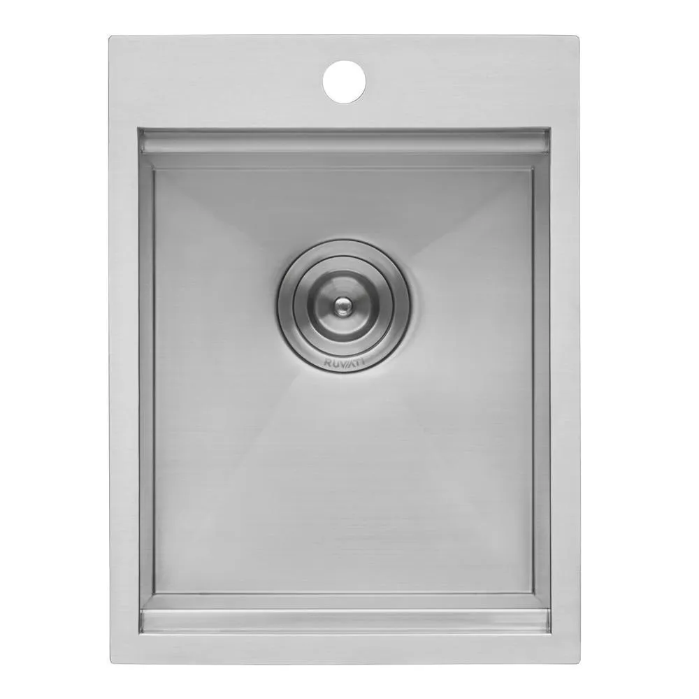 Workstation Drop-in Stainless Steel 15 in. x 20 in. Topmount Bar Prep RV Kitchen Sink 16-Gauge Single Bowl, photo 12 of 13