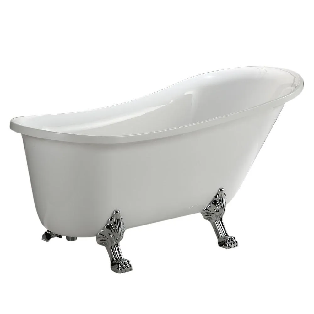 Jacqueline 5.7 ft. Acrylic Clawfoot Non-Whirlpool Bathtub in White, photo 3 of 7