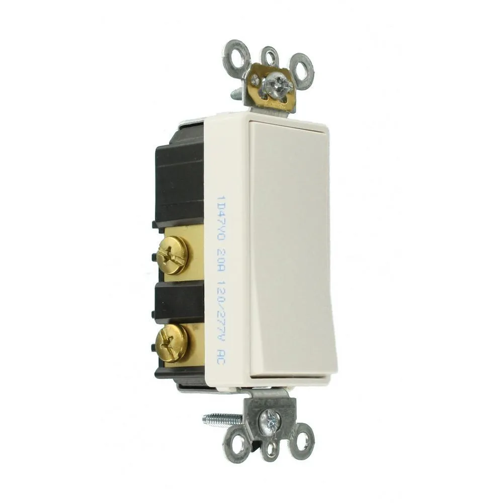 20 Amp Decora Plus Commercial Grade 4-Way Rocker Switch, White, photo 2 of 9