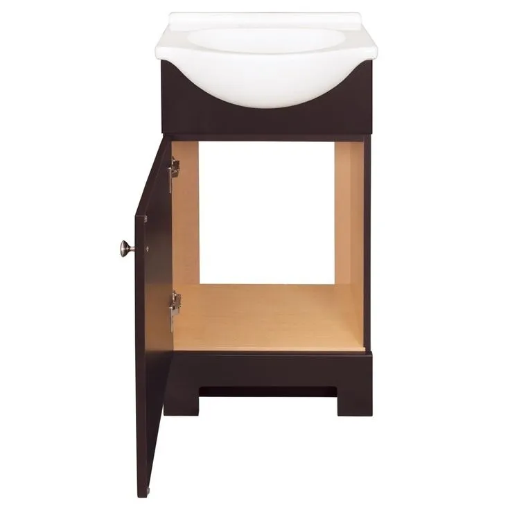 Style Selections Euro 19-in Espresso Single Sink Bathroom Vanity with White Cultured Marble Top, photo 3 of 10