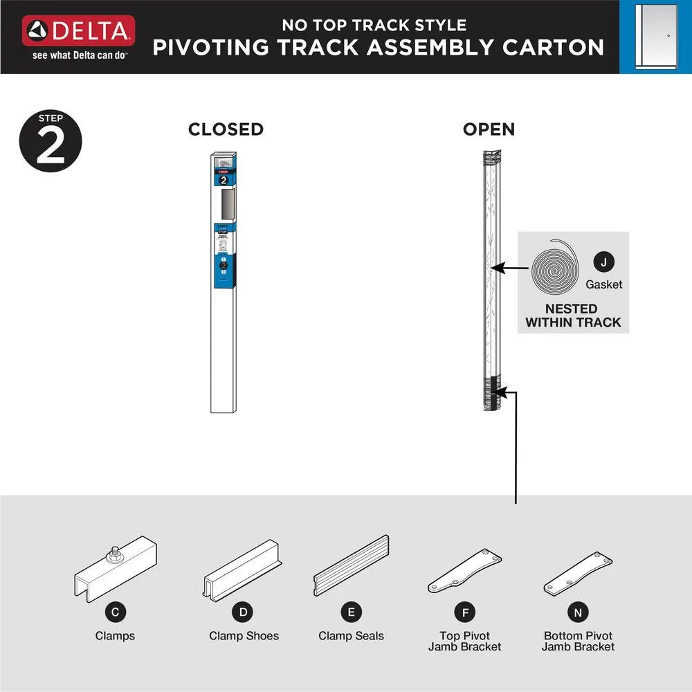 27 in. to 36 in. Semi-Frameless Contemporary Pivot Shower Door Track Assembly Kit in Bronze, photo 3 of 5