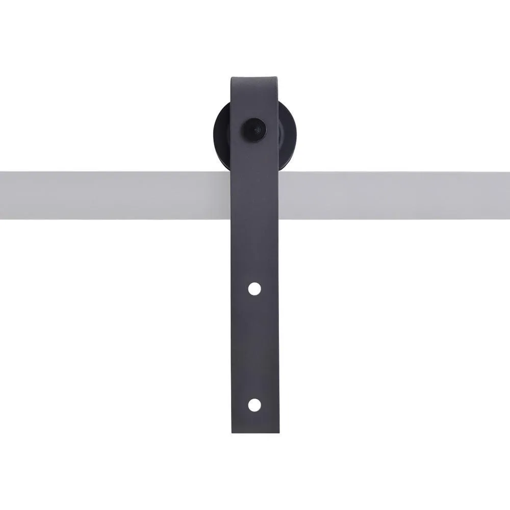 CALHOME 72 in. Black Classic Bent Strap Barn Style Sliding Door Track and Hardware Set, photo 4 of 5