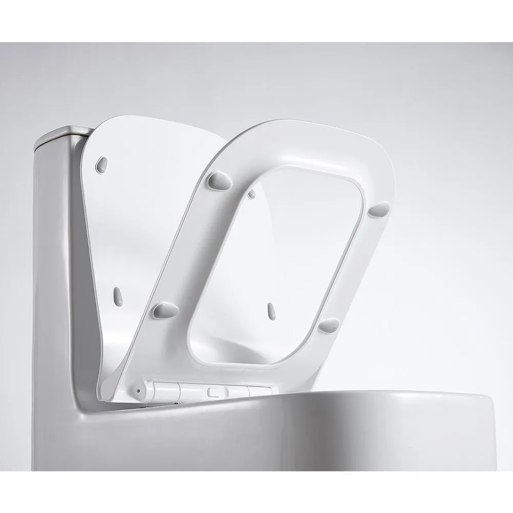 Boyel Living 0.8 GPF/1.28 GPF Dual Flush Square Shape Ceramic Elongated Toilet Including Toilet Square Only Seat in White, photo 7 of 8
