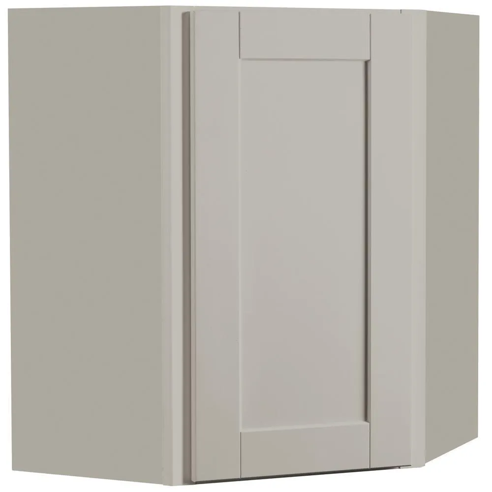 Shaker Assembled 24x30x12 in. Diagonal Corner Wall Kitchen Cabinet in Satin White, photo 21 of 25