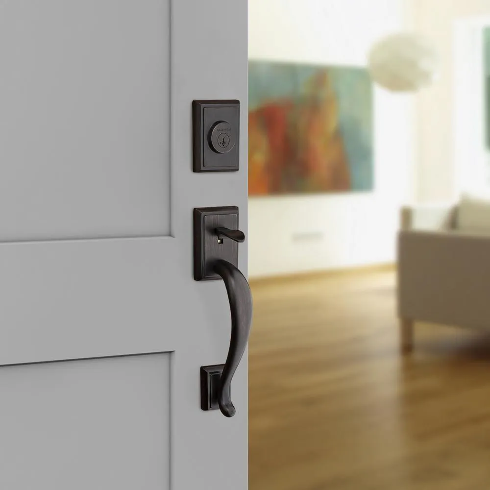 Prestige Pistoria Single Cylinder Venetian Bronze Door Handleset w/ Arch Rose Madrina Door Lever Feat SmartKey Security, photo 10 of 12