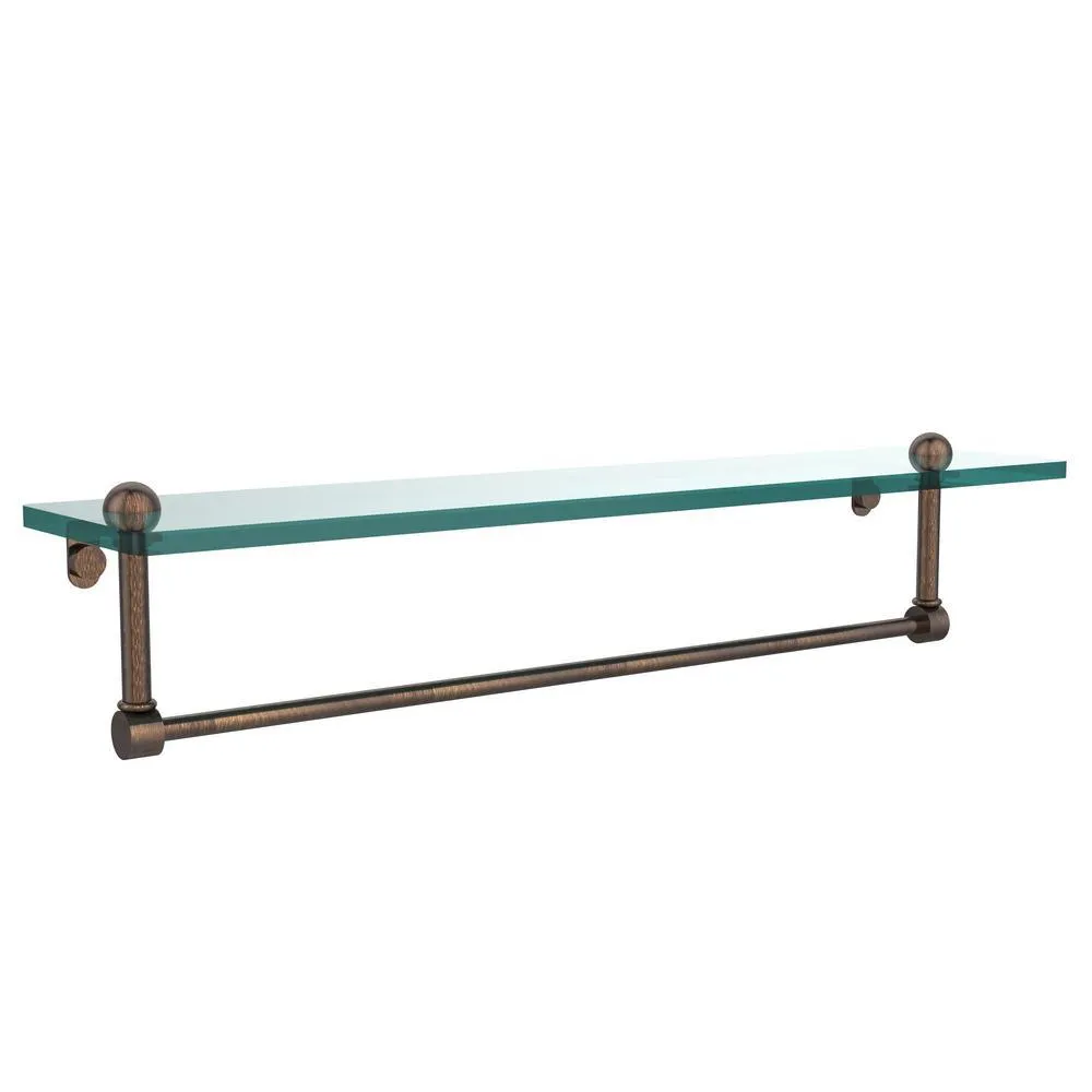 Allied Brass 22 in. L x 5 in. H x 5 in. W Clear Glass Vanity Bathroom Shelf with Towel Bar in Antique Bronze, photo 4 of 15