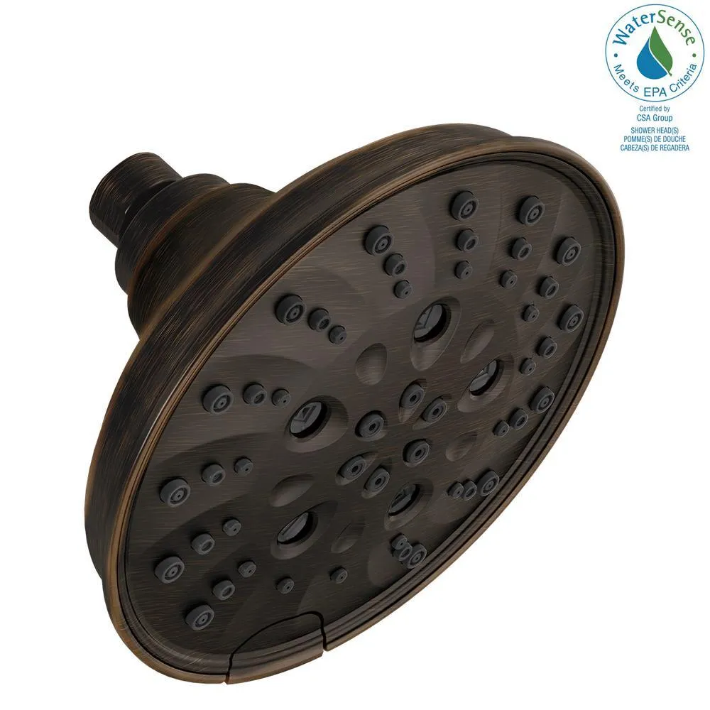 Delta Pivotal 5-Spray 6 in. Wall Mount Fixed Rain H2Okinetic Shower Head in Venetian Bronze, photo 12 of 24