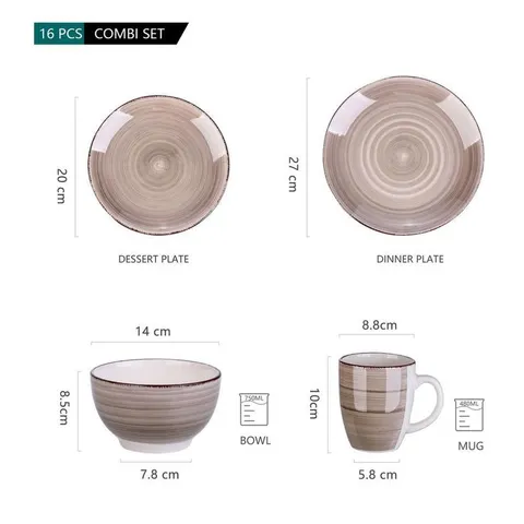 Series Bella Dinnerware 16-Pieces Creme-I Porcelain Crockery in Vintage Look
