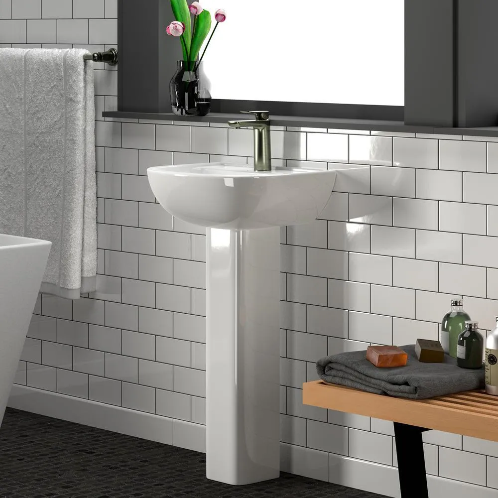 Compact 450 18 in. Pedestal Combo Bathroom Sink for 8 in. Widespread in White, photo 5 of 7