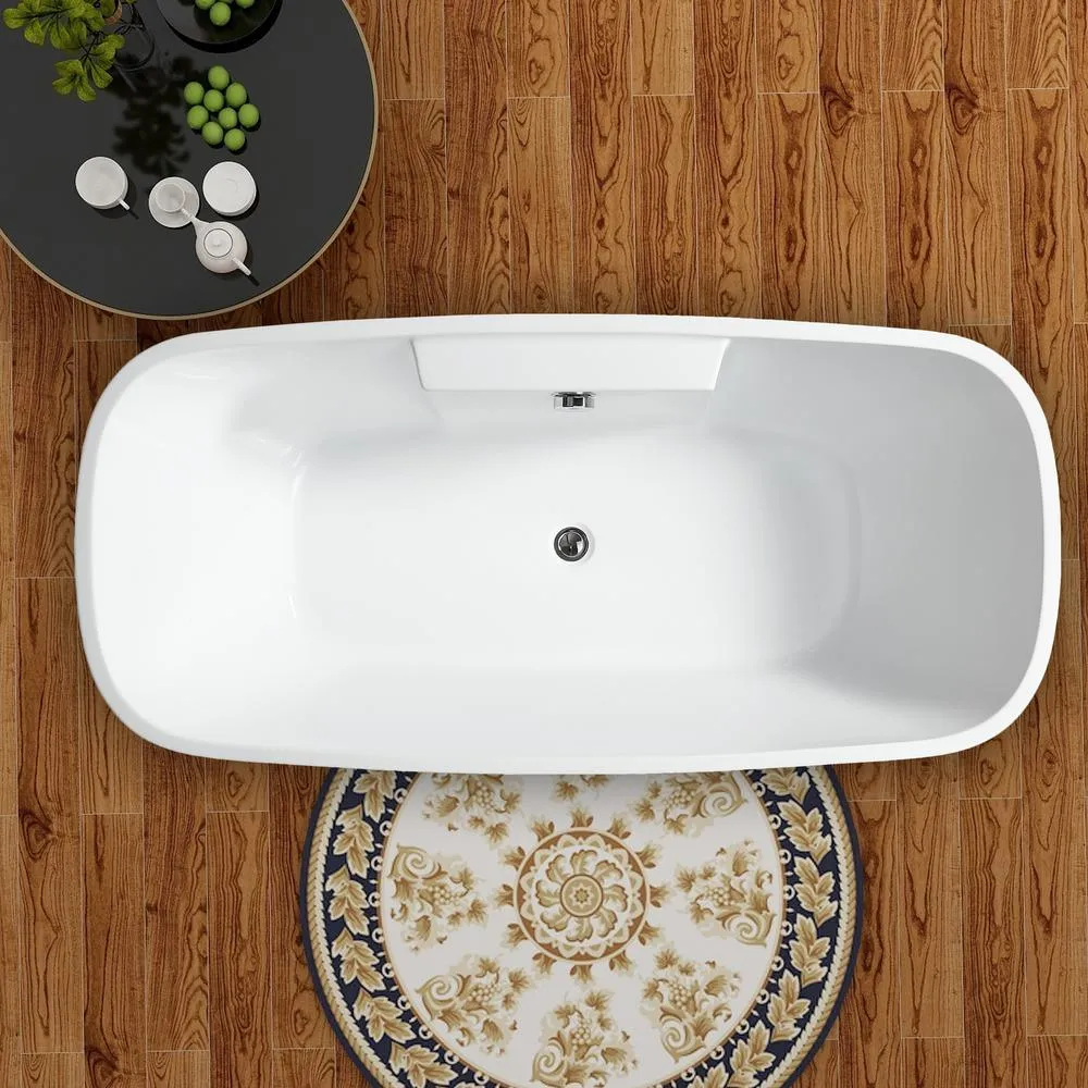 Toulon 59 in. Acrylic Flatbottom Freestanding Bathtub in White, photo 4 of 8