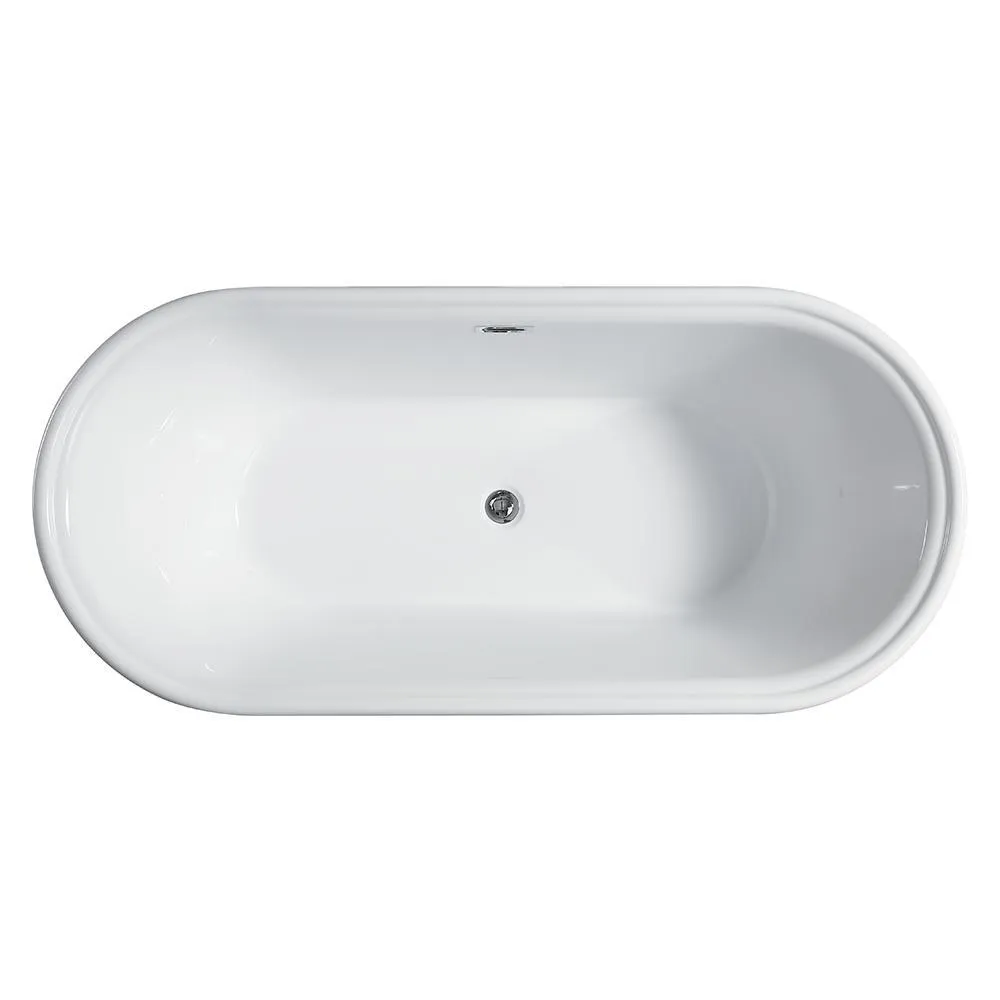 Versailles 59 in. Acrylic Flatbottom Freestanding Bathtub in White, photo 2 of 9