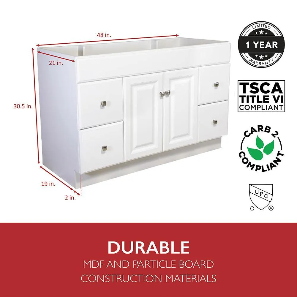 Wyndham 48 in. W x 21 in. H Bathroom Vanity Cabinet Only in White Semi-Gloss, photo 6 of 34