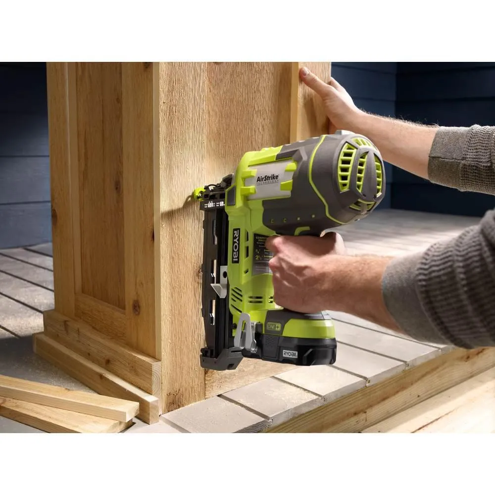 RYOBI 18V ONE+ Cordless AirStrike 18-Gauge Brad Nailer, 16-Gauge Straight Finish Nailer Kit w/(1)1.5Ah Battery and Charger, photo 10 of 15