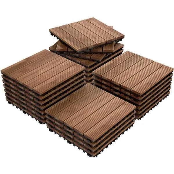 SmileMart 27pcs Patio Pavers Wood Flooring Tiles,Interlocking Wood Tiles Indoor & Outdoor,12 x 12", photo 6 of 9