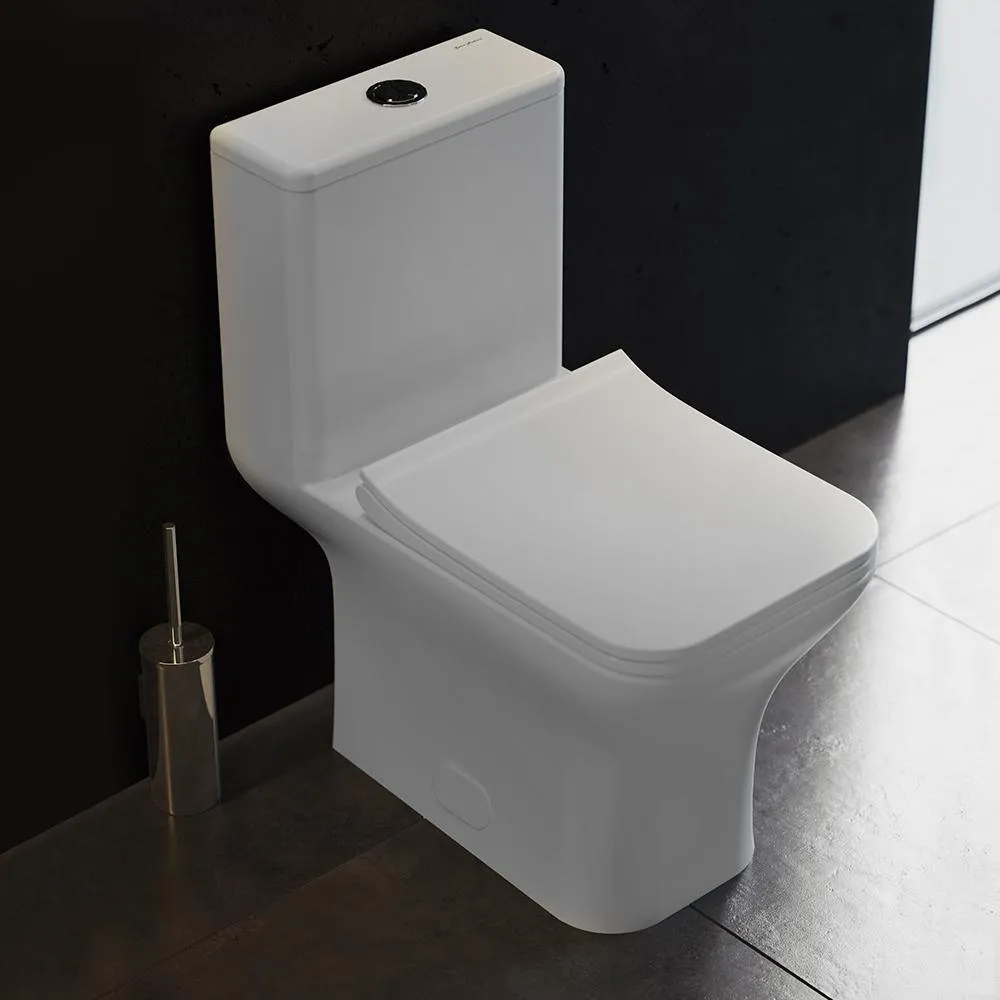 Swiss Madison Carre 1-Piece 0.8/1.28 GPF Dual Flush Square Toilet in White, Seat Included, photo 3 of 13