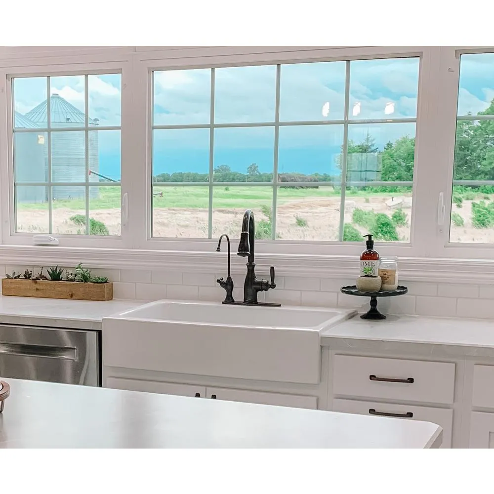 Josephine Quick-Fit Drop-in Farmhouse Fireclay 33.85 in. 3-Hole Single Bowl Kitchen Sink in Crisp White, photo 6 of 24