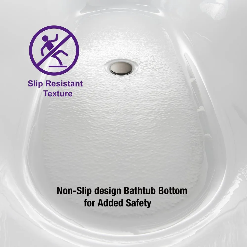 WOODBRIDGE Ladlow 59 in. Acrylic Freestanding Double Slipper Flat Bottom Soaking Bathtub with Drain and Overflow Included in White, photo 8 of 17