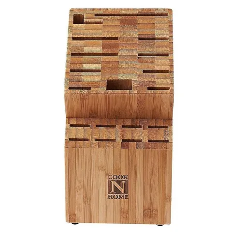 19-Slot Bamboo Universal Knife Storage Block Organizer