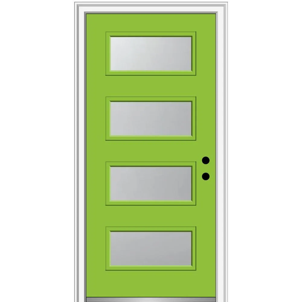 MMI Door 36 in. x 80 in. Celeste Left-Hand Inswing 4-Lite Frosted Glass Painted Steel Prehung Front Door on 6-9/16 in. Frame, photo 14 of 52