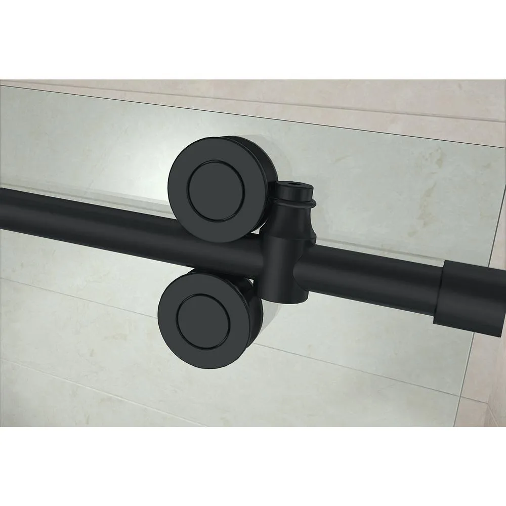 Langham XL 44 in. - 48 in. x 80 in. Frameless Sliding Shower Door with StarCast Clear Glass in Matte Black, Right Hand, photo 3 of 23