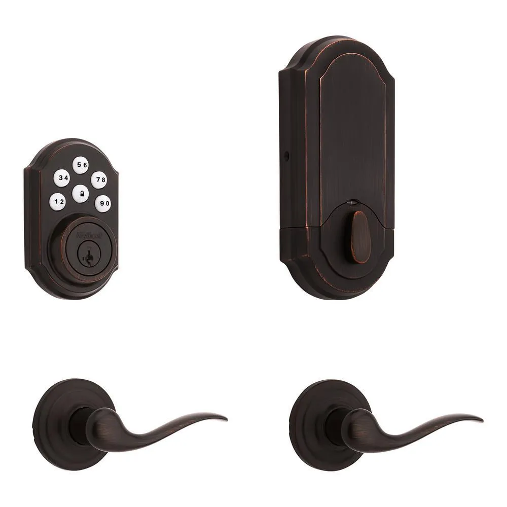 Kwikset SmartCode 909 Satin Nickel Single Cylinder Electronic Deadbolt Featuring SmartKey Security and Tustin Passage Lever, photo 11 of 14