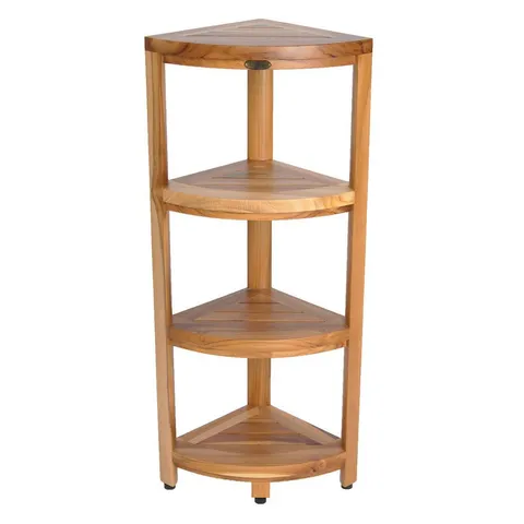 EarthyTeak Oasis 12 in. 4-Tier Teak Corner Shelf