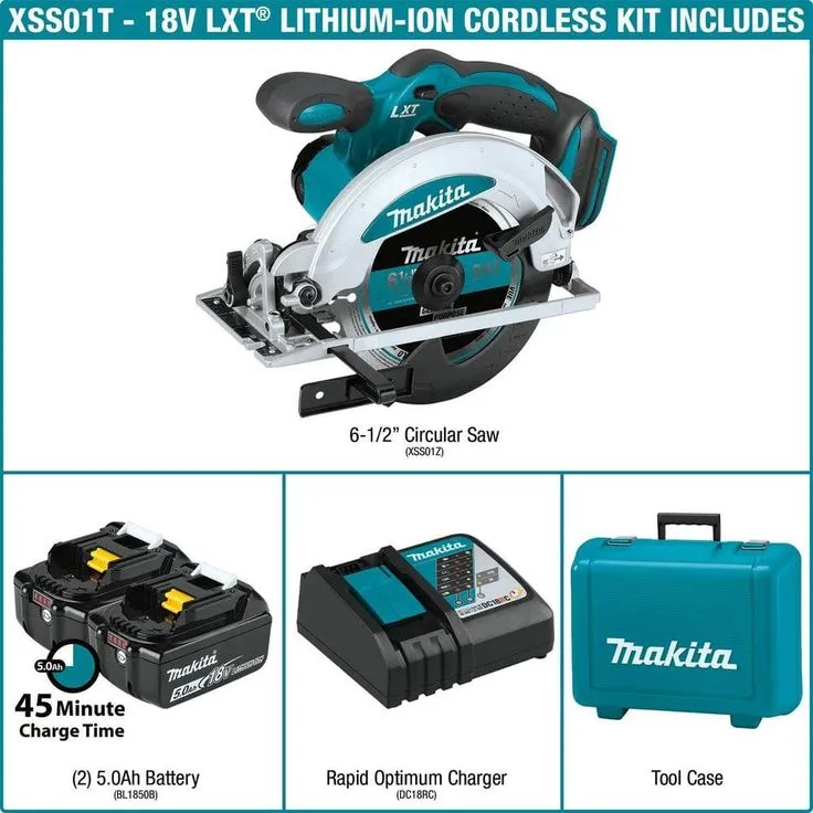 Makita 18-Volt 5.0 Ah LXT Lithium-Ion Cordless 6-1/2 in. Circular Saw Kit, photo 3 of 9