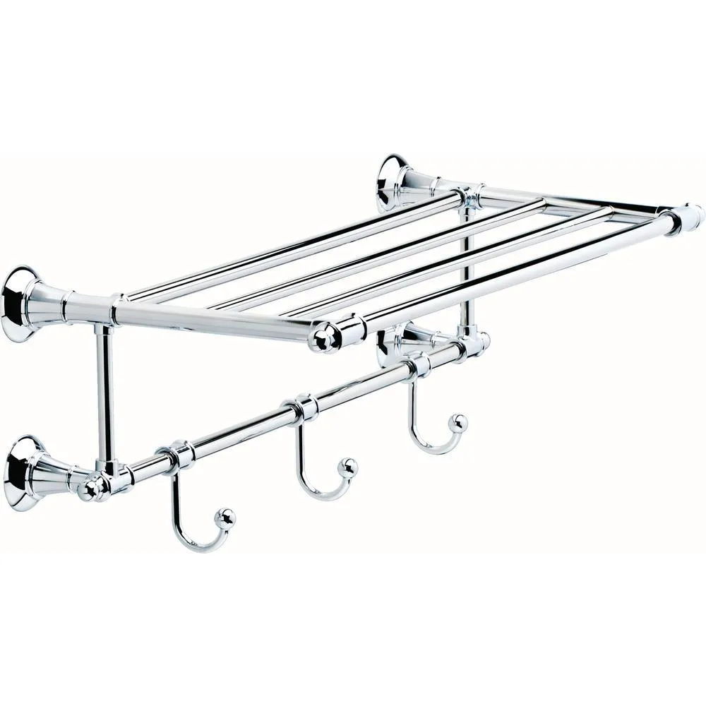 Delta 24 in. W Towel Shelf with 3-Towel Hooks in Brushed Nickel, photo 9 of 9