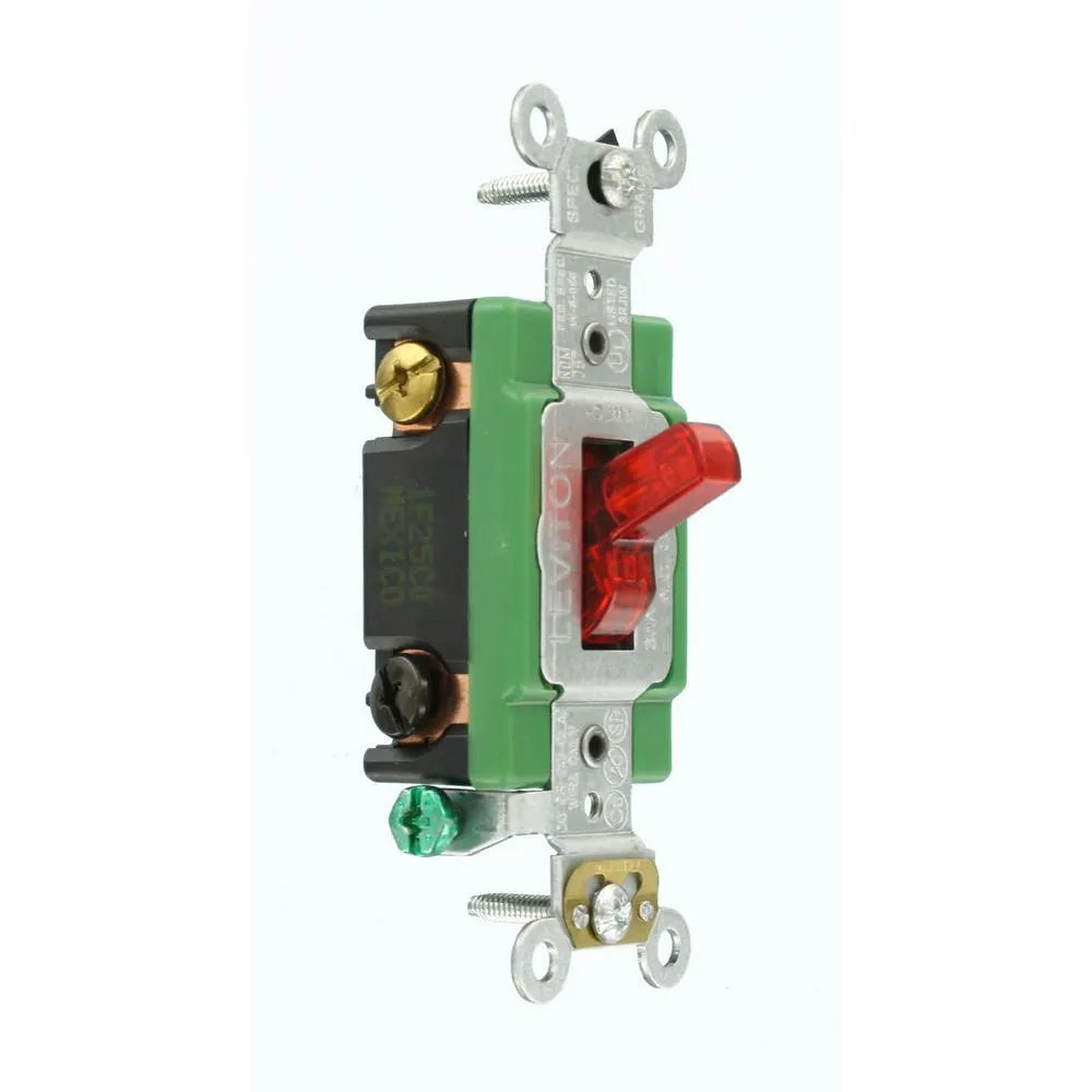 30 Amp Industrial Grade Heavy Duty Double-Pole Pilot Light Toggle Switch, Red, photo 2 of 5