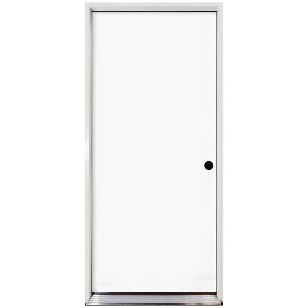 Steves & Sons 24 in. x 80 in. Premium Flush Primed White Left-Hand Outswing Steel Prehung Front Door with 4-9/16 in. Frame, photo 6 of 17