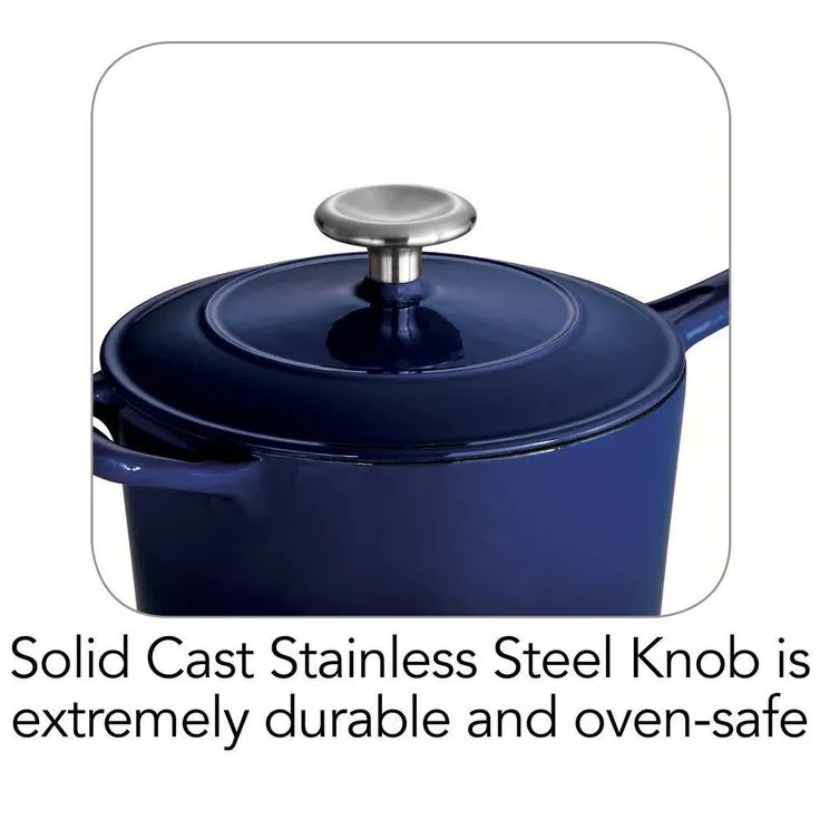 Tramontina Gourmet 2.5 qt. Porcelain-Enameled Cast Iron Sauce Pan in Gradated Cobalt with Lid, photo 7 of 7
