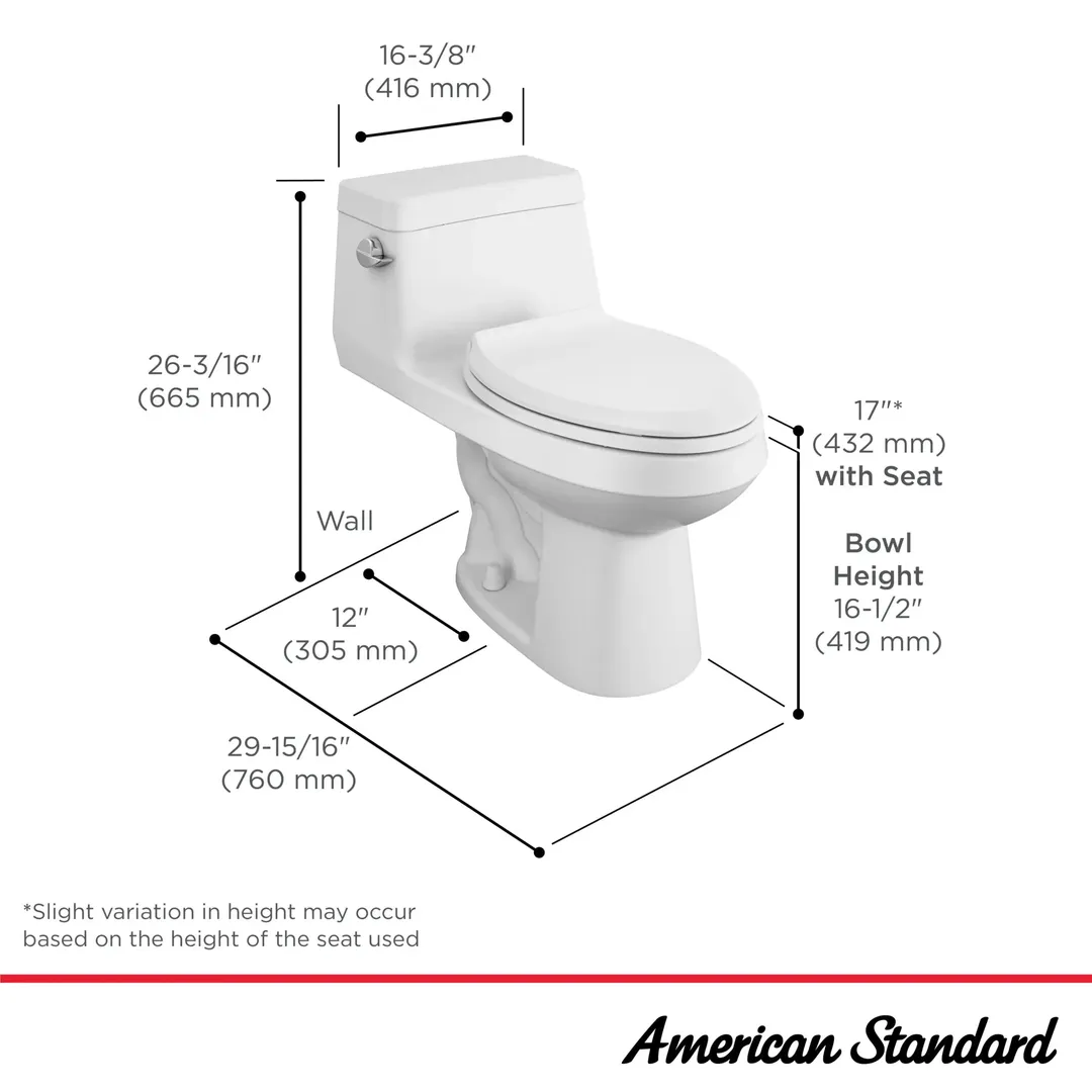 American Standard Colony 1-Piece 1.28 GPF Single Flush Elongated Toilet in White, Seat Included, photo 6 of 9