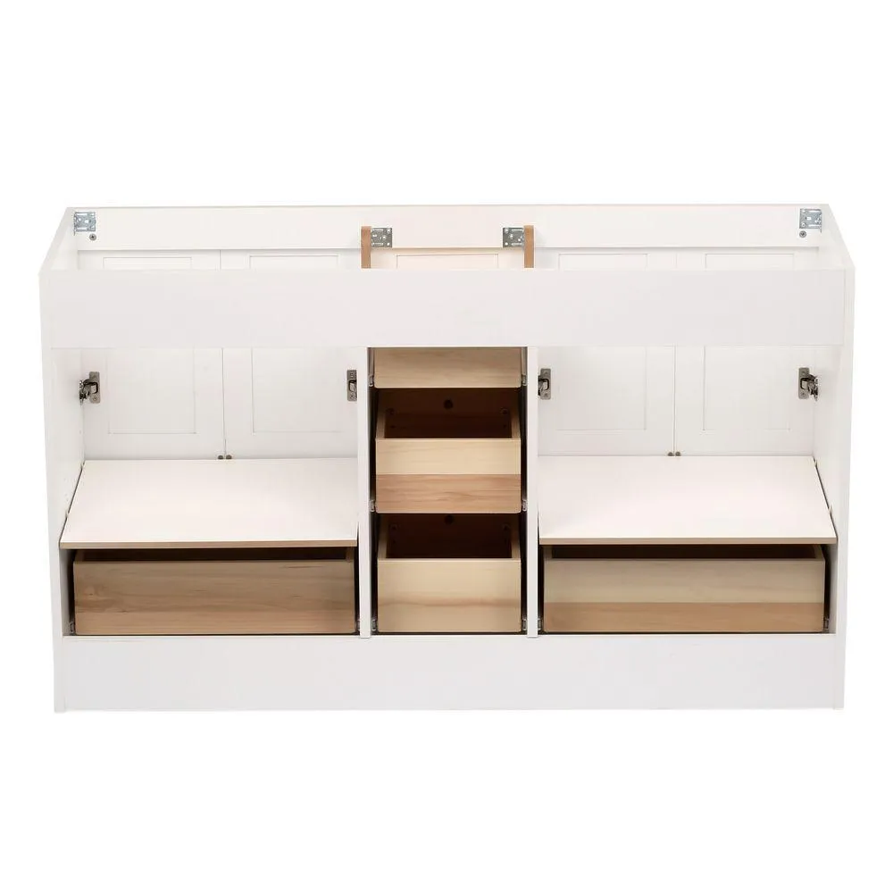 Shaker 60 in. W x 21 in. D x 34.5 in. H Vanity for Double Basins Cabinet Only in Satin White, photo 6 of 19