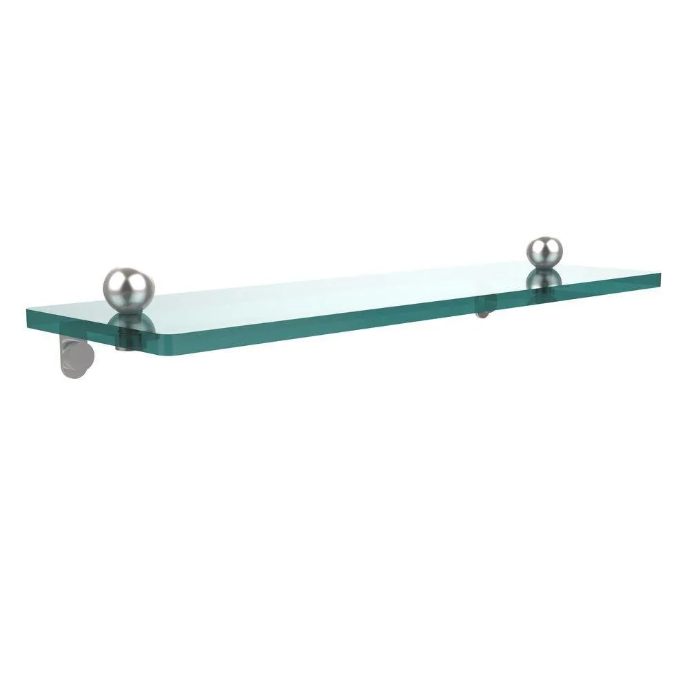 Allied Brass 16 in. L x 3 in. H x 5 in. W Clear Glass Vanity Bathroom Shelf in Satin Nickel, photo 2 of 14